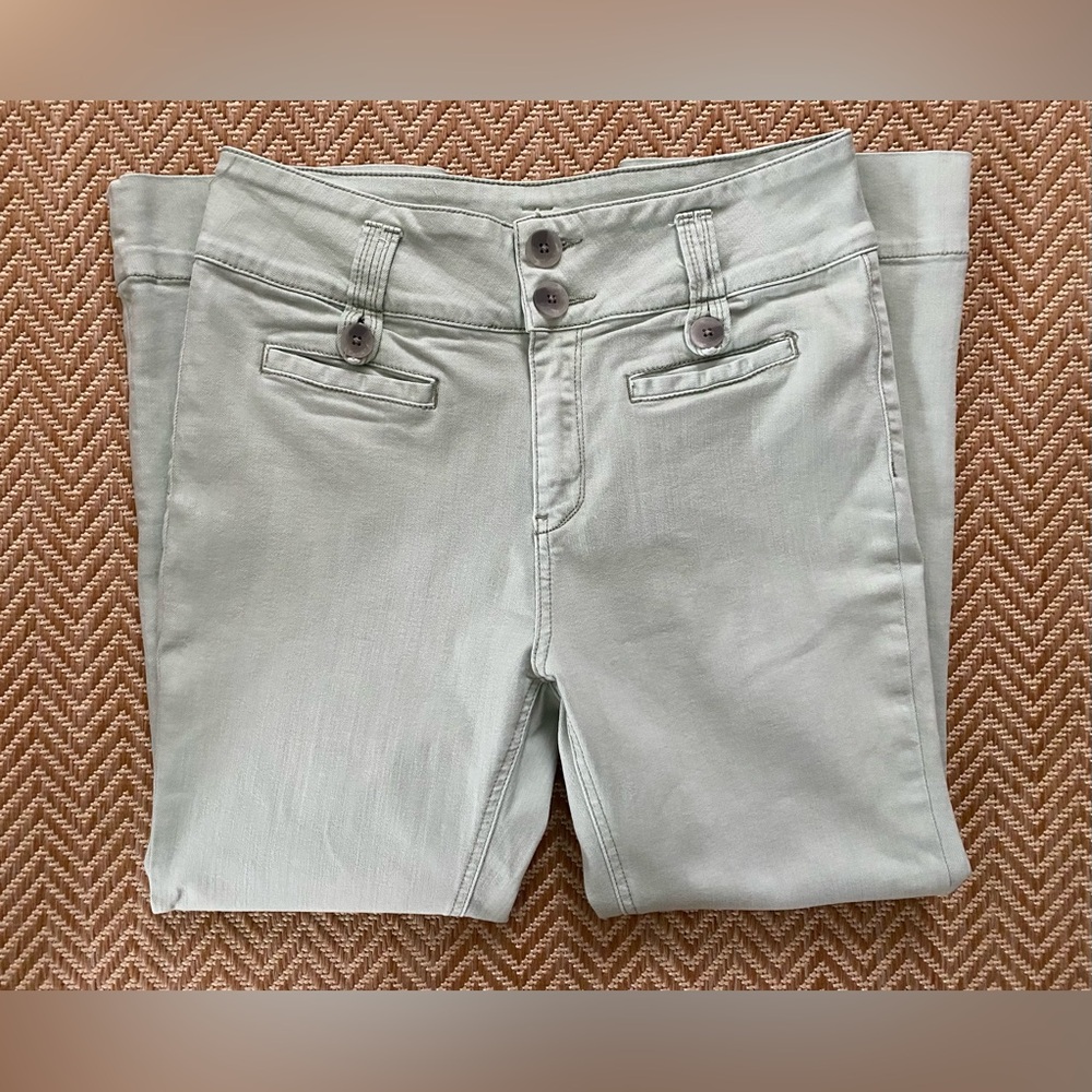 Anthropologie Pilcro Letterpress Crop Jeans Stretch High Rise Flare Size 30